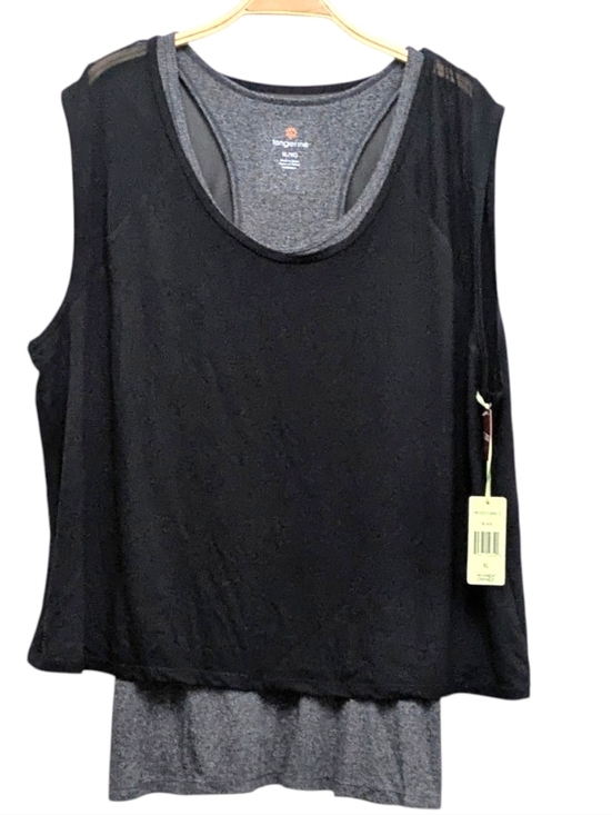 Tangerine Tops - Tangerine Black Grey Layered Athletic Exercise Tank Top XL NWT
